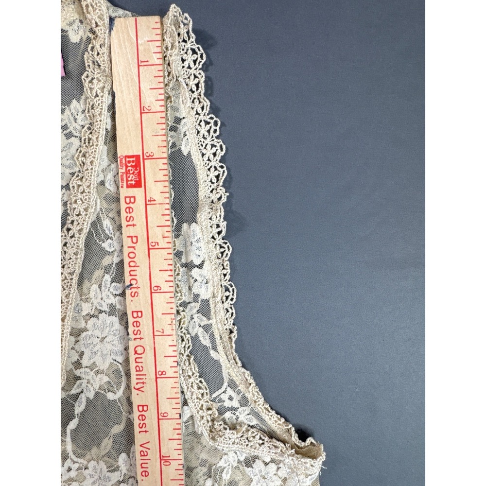 Love On A Hanger Cream Floral Lace Ruffle Trim Open Front Vest Small Boho Chic - Picture 9 of 10